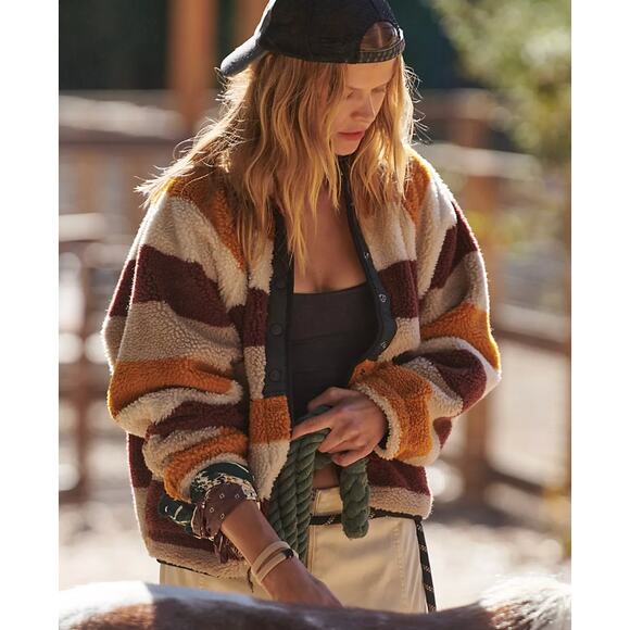 Free People Movement "Hit The Slopes" Printed Fleece Jacket Large - Picture 2 of 8